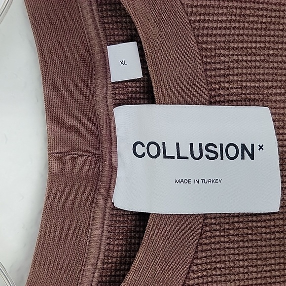 Collusion unisex long sleeve t-shirt in brow acid wash waffle fabric size Xlarge - Picture 9 of 10